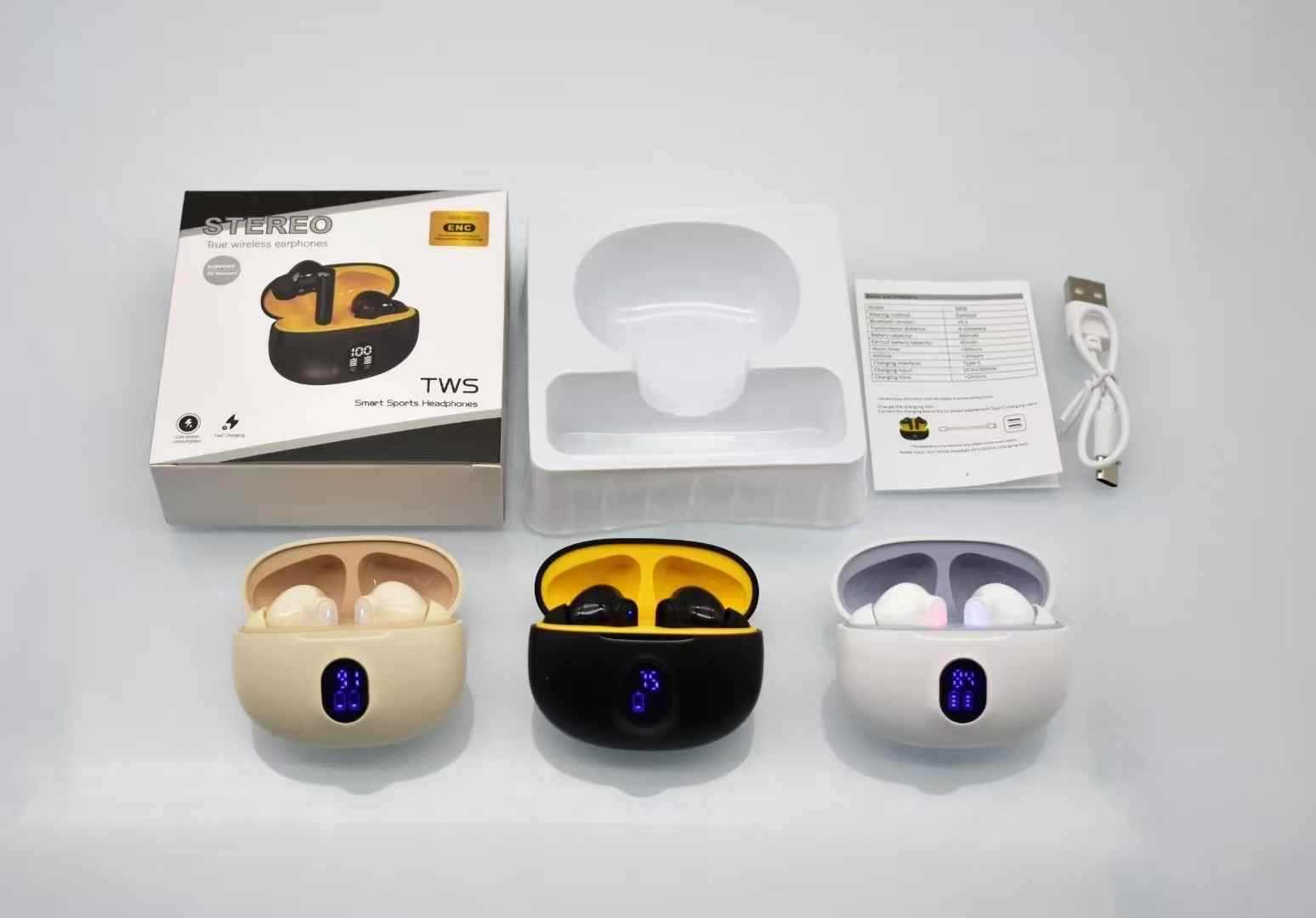 Professional Display Earbuds STEREO 895B Wireless Bluetooth Earbuds